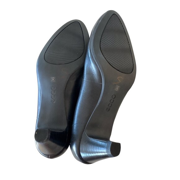 Ecco Leather Womens Low Heel Black Pumps Size 36 Elegant Dress Shoes - Picture 8 of 9